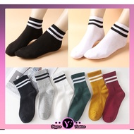 •YF• KK606 Mid 2 Line Socks Imported Korea Calf Length Socks Color Girls Boys