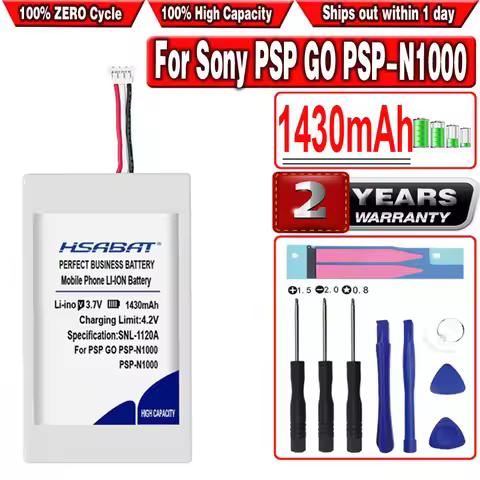 HSABAT 1430mAh LIP1412B Battery for Sony PSP GO PSP-N1000 N1001 N1002 N1003 N1004 LIP1412