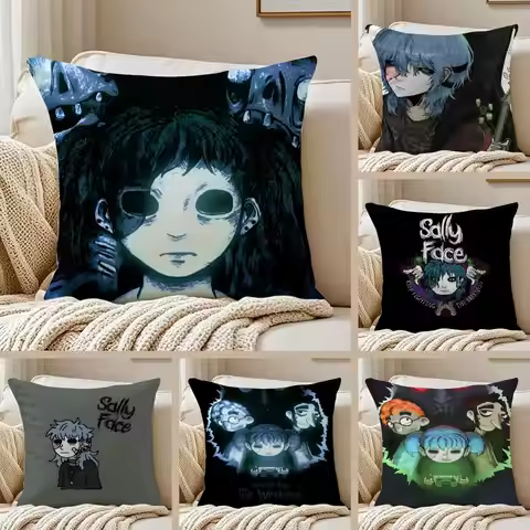 Sally Face Soft Plush Pillowcase Double-Sided Printed Cushion Cover Hidden Zipper Home Decor