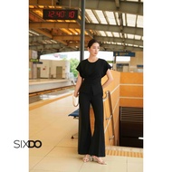 SIXDO Women's Flared Pants (Black Woven Flared Pants)