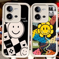 H43 Smiely White Casing for VIVO V23 V25E Y31 Y75 V23E Y33 Y53s Y51S Y200 V50 Y51 Y51A V25 5G V50 Li