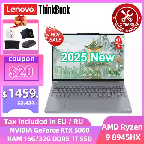 Lenovo ThinkBook 16p Gaming Laptop 2025 Ryzen 9 8945HX GeForce RTX 5060 16G/32G DDR5 1TB SSD 16" 2.5