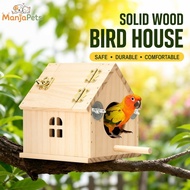 Bird Nest Breeding Box Solid Wood Parrot House Sangkar Burung Lovebird Budgie Hanging Cage
