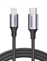 UGREEN USB-C to Lightning Cable [2M Apple MFi-Certified] Nylon Braided Cord Fast Power Delivery Charging Cable for iPhone 14 Pro Max 14 Plus 13 12 SE 11 XR XS Max 8 Plus, AirPods Pro, iPad, Grey