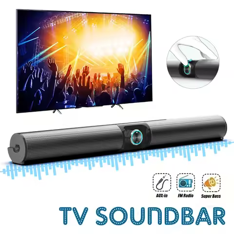 BS-55 Wireless Soundbar Portable Multimedia Speaker Shocking Bass Bluetooth 5.3 Ice Blue Ring Light 