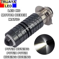 Lampu LED Projektor AC DC Socket H6 Depan Utama Lasergun D2 D3 Motor Hi Lo High Low 2 Warna CSP Beat Fi Vario 110 125 150 Scoopy Supra Mio Soul Gt Tiger Megapro Jupiter Satria Fu Bebek Matic Matik Moge Sport PnP Laser Gun Mini Driving Jauh Dekat Dim