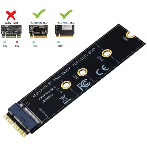 M.2 NVME Protocol To 2013-2017 for MacBook Air Pro SSD Adapter Cards, PCIE 3.0, A1465, A1466, A1398,