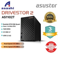 ASUSTOR Drivestor 2 AS1102T 2-Bay NAS Storage (Realtek RTD1296 Quad-Core 1.4 GHz CPU, 1GB DDR4, 2.5 