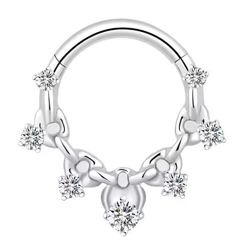 Eternal Metal ASTM F136 Titanium Delicate Hoop Earring 16G Septum Hoop Clear Zircon Conch Daith Hing