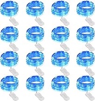 Onforu 16 Pack Fairy Lights Battery Operated, 6.5ft Blue Mini String Pixie Christmas Lights, 20 LEDs