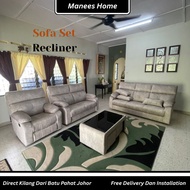 Set Sofa Recliner 1 Recliner+2+3 Seater Coffee Table 2 Stools Velvet Baldu Murah Direct Kilang Free 