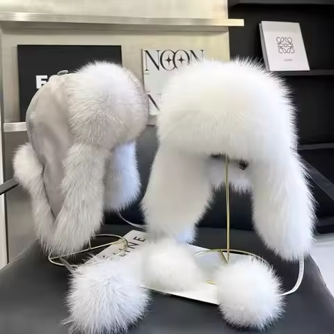 Elegant Faux Fur Outdoor Waterproof Trapper Hat Plush Ultra Soft Ushanka Aviator Hat Warm Cozy Winte