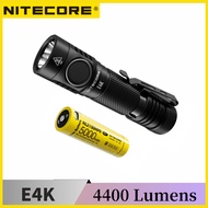 NITECORE E4K Compact Flashlight 4400 Lumen Rechargeable Utilizes 4xCREE XP-12 V6 LED With NL2150 500