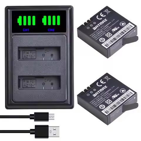 Batmax AZ16-1 Battery 1400mAh+LED Dual Charger with Type C Port for Original Xiaomi YI lite 2 4K 4k 