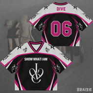hot toys | Kpop IVE World Tour SHOW WHAT I AM Womens Cropped Jersey Y2K Streetwear Black Pink Baseba