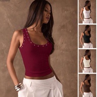 CLEIGHTEEN8H Crop Top, Y2K Diamond Inlaid Sleeveless Vest, Fashion Hottie Cotton Knitted Tank Top Gi