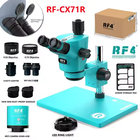 RF4 CX71R New Focus Trinocular Stereo Microscope 6.5x-65x 30°C Ergonomic Design 10X/23MM Eyepice for