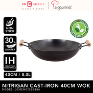 La Gourmet 40cm/8.0L Nitrigan Cast-Iron Open Wok LGMCWCI399434