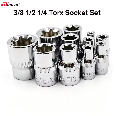 3/8 1/2 1/4 Torx Socket Set E4 E5 E6 E7 E8 E10 E11 E12 E14 E16 E18 E20 E 22 E24 E Type Star Female W