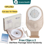 10Pcs colostomy bag 70mm One-piece System Drainable stoma bag with Clips