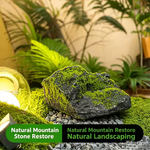1 Piece PU Moss Stone Simulated Fake Green Stone for Home Decorations