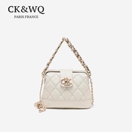 CK & WQ โซ่ถักกระเป๋าสตรีกระเป๋าสะพายข้างสะพายไหล่ของผู้หญิงย้อนยุคที่สง่างาม