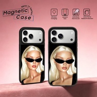 Baddie Blonde Fashion Doll Sunglasses Girl Print Clear Phone Case Trendy Y2k Shockproof Hard Acrylic