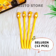 (12 PCS) YELLOW DRAGON NAILONG GEL PEN YELLOW DRAGON INK STATIONERY PEN BALL PEN CUTE GEMES PEN