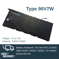 แบตเตอรี่ Battery Dell 90V7W XPS 13 9343 9350 JHXPY 5K9CP JD25G 7.6V 56WH เกรด Original ส่งฟรี !!!