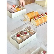 Simple Korean Macaron Packaging Box Transparent Cake Roll Box Pastry Box Dessert Box Room Temperatur