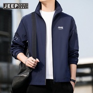 JEEP SPIRIT Coat Men Spring/Autumn New Stand Collar Jacket เสื้อเชิ้ตคอปก ลำลอง เทรนด์ Loose Loose L