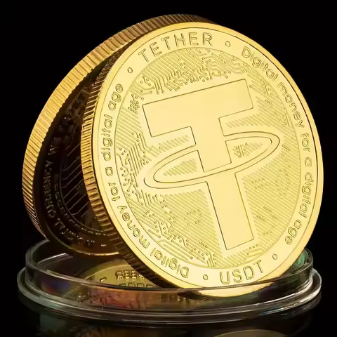 USDT Cryptocurrency Physical Coin Tether USD Collectible Golden Plated Crypto Coin Souvenir Gift Com