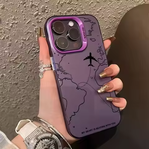 Travel-Inspired Airplane Route Design TPU Basic Phone Case for iPhone 16 15 Pro Max 16E 14 13 12 11 