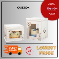 CAKE BOX 6" INCH BEAR SQUARE SHAPE WINDOW [TWO SIZES]