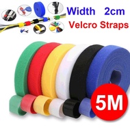 [Ready Stock] 5 Meters Velcro Straps Tape Width 2CM  Wire&amp;Cable Ties Nylon Self-Adhesive