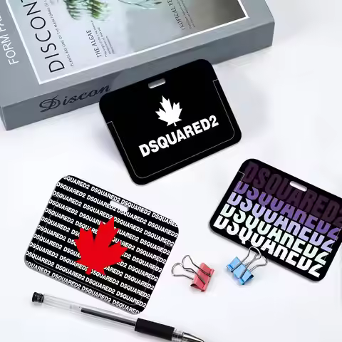 LOGO D-Dsquared2 1pc Credit Card Holders Bank Card Neck Strap Card Bus ID Holder Students Identity B