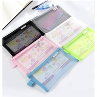 Simple Transparent Mesh Pencil Case Office Student Pencil Cases Nylon Kalem/Clear Exam Pencil Case Transparent Simple Mesh Zipper Stationery Bag School