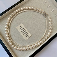 Shijia Round Warm Light Pearl Necklace Female Titanium Steel Ingot Buckle Clavicle Chain 1111