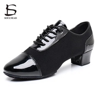 【Exclusive Offer】 Men Children Latin Salsa Dance Shoes Kids Jazz Tango Dance Shoes Black Spliced Boys Ballroom Dancing Shoes Size 26-45