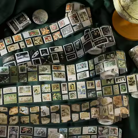 Yoofun 5.5x200cm Retro Post Sticker Tape Post Office Masking Washi Tape Retro Stamp Decorative Adhes