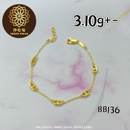 IBRIZ Jewellery BB136 | 916 Gold Bracelet For Woman CD  Bracelet 916 Rantai Tangan Emas 916 Original