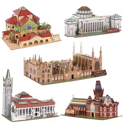 DIY 3D Puzzle University of California Berkeley Cambridge Kids Wooden Toys For Children Harvard Stan