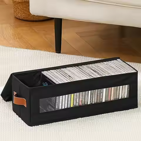 Large Capacity CD Package Portable CD DVD Case Nonwoven Fabric Storage Bag with Lid for Home Office 