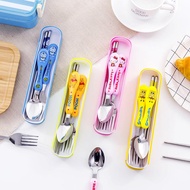 D6104 L332 ybc CARTOON Stainless Steel Children's Spoon Set Cutlery Spoon Fork Chopsticks Anti-Rust/