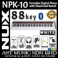 Nux NPK-10 88 Key Smart Digital Piano with Grand Hammer Action 3 Stand and Throne – White (NPK10/NPK