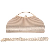 Women Diamond Evening Clutch Purse Wedding Handbag Pleated New Gold Hand Bag Chain Shoulder Bag