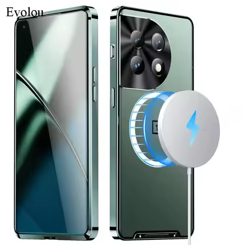 For OnePlus 11 Cases Ultra-thin Magsafe Magnetic Case For OnePlus 12 PH2449 PHB110 Metal Camera Lens