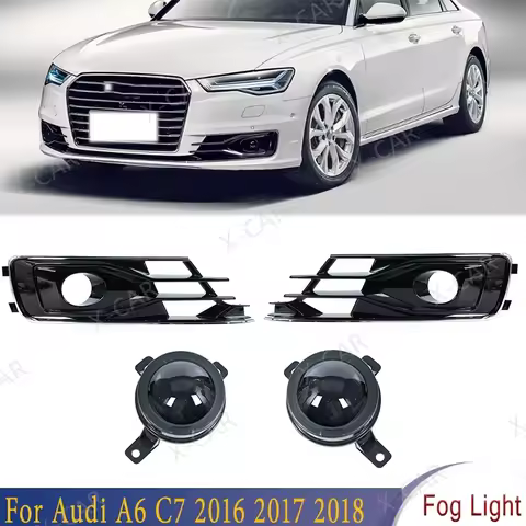 Front Fog Light Frame Foglamp Grille Cover Lower Net ACC Probe For Audi A6 C7 2016 2017 2018 4G08076