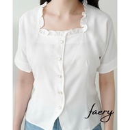 Elisa Lace Shirt Top Lace Button CollarWanita 格 faery [5022]