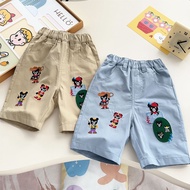 Japanese MIKI Black Bear Patch Pocket Shorts Children Letter Embroidered Five-point Shorts Children 